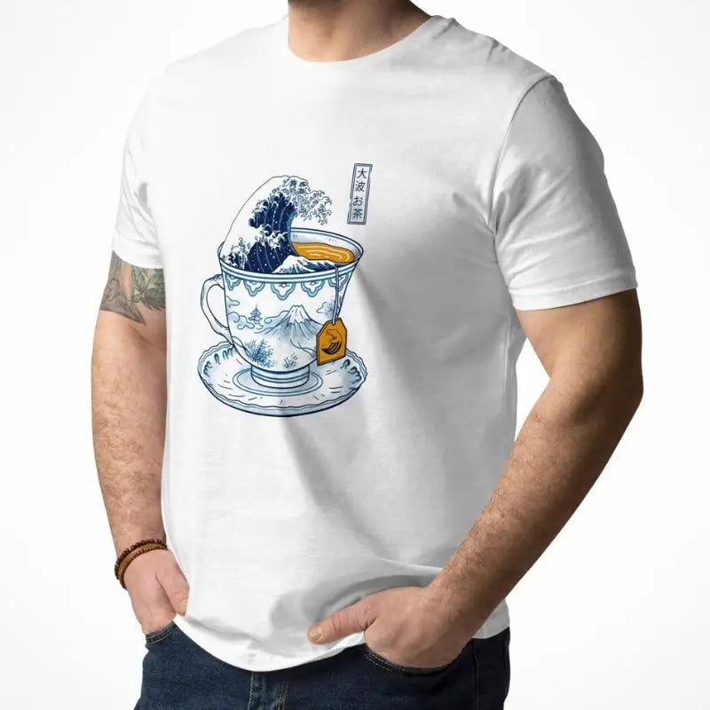 Il grande tè di Kanagawa T-shirt giapponese