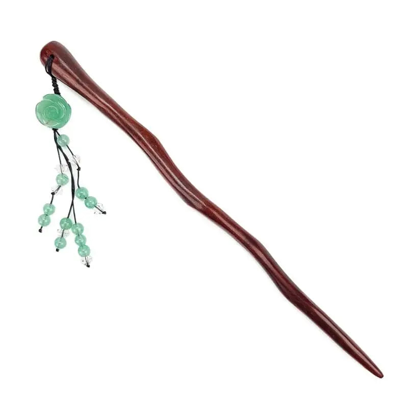 Kanzashi di legno con fiori turchesi