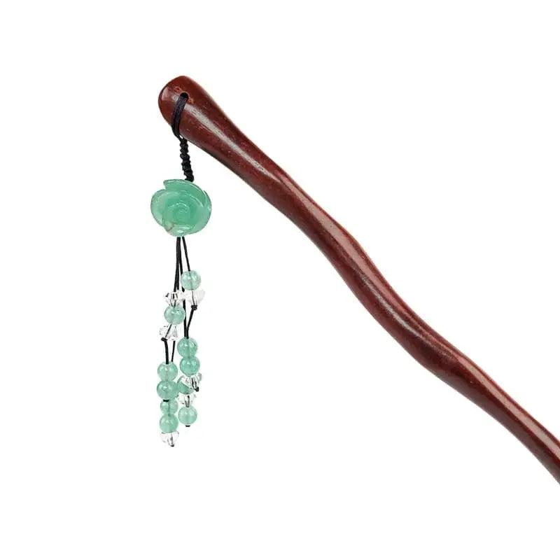 Kanzashi di legno con fiori turchesi