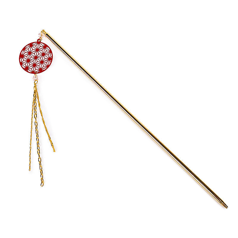 Kanzashi Giapponese - Motivo Asanoha Rosso