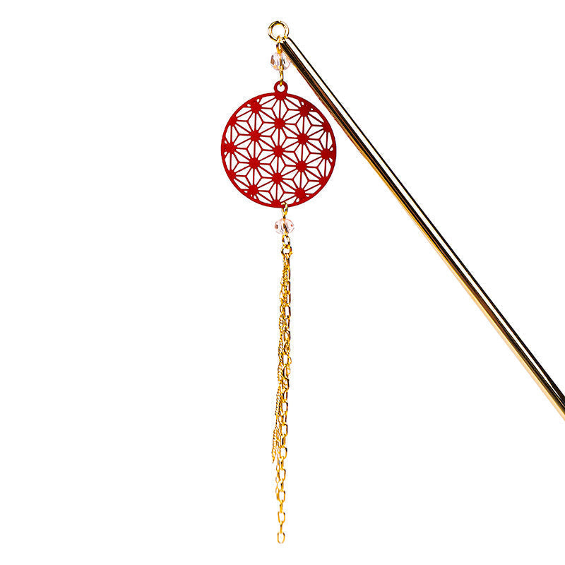 Kanzashi Giapponese - Motivo Asanoha Rosso