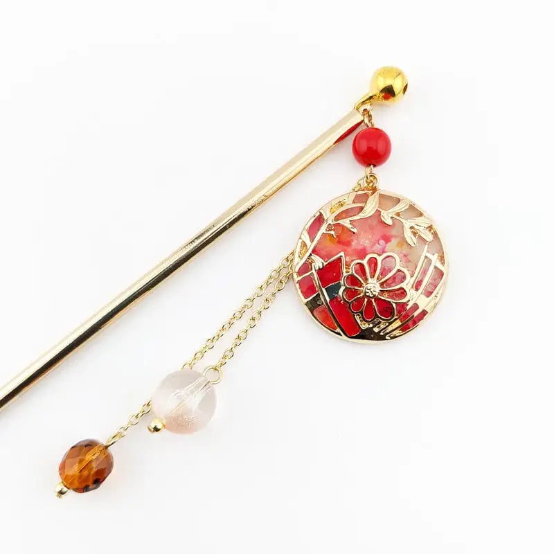 Kanzashi Temari giapponese rosso