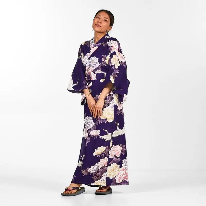 Kimono giapponese Botan to Tsuru da donna - Taglia unica