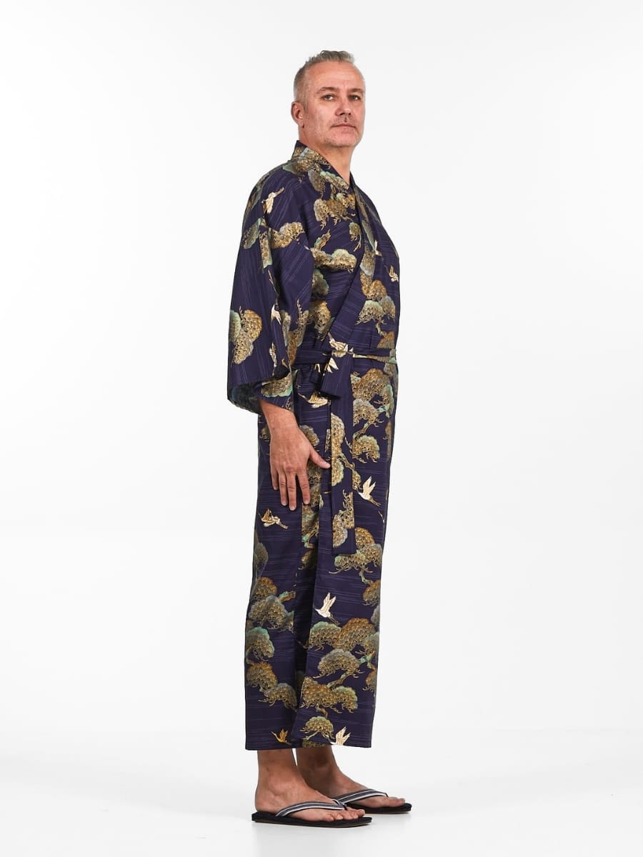 Kimono Giapponese Da Uomo - Gru E Pino - Taglia unica