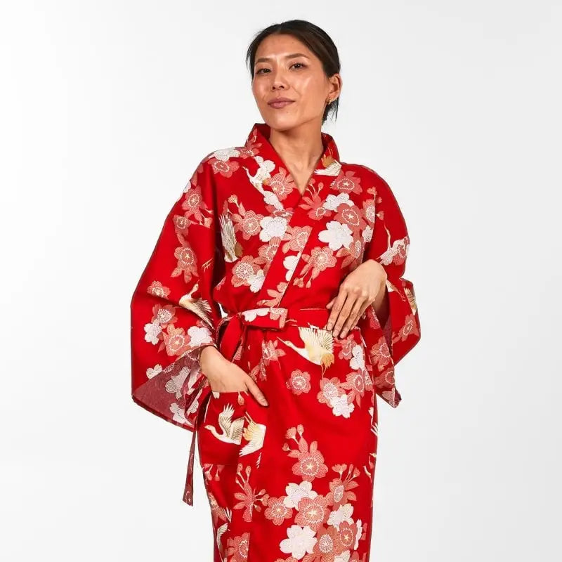 Kimono Happi Sakura to Tsuru da donna - Taglia unica