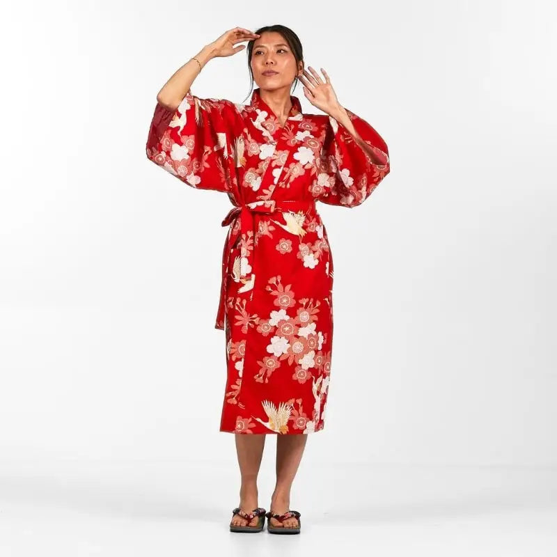 Kimono Happi Sakura to Tsuru da donna - Taglia unica