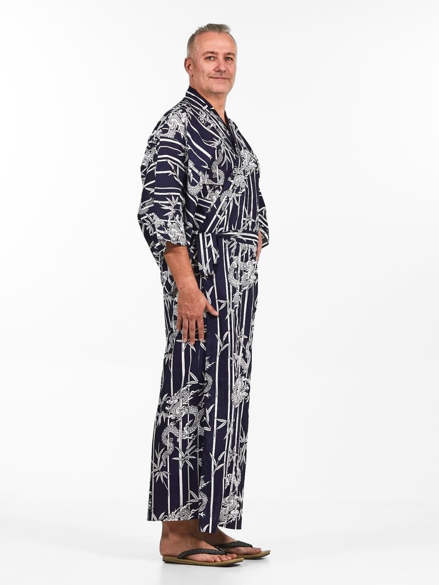 Kimono Yukata In Bambù E Drago Da Uomo