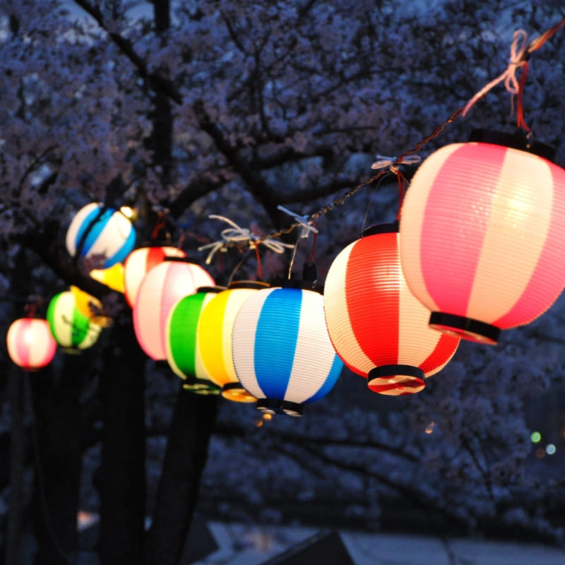 Lanterna giapponese Chochin blu