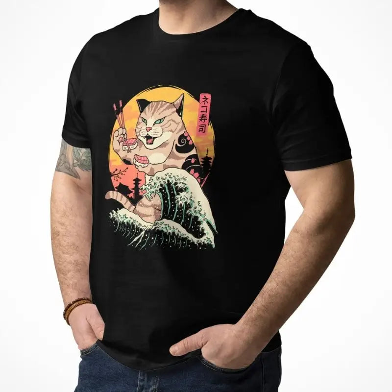 Maglietta giapponese Kaiju Neko Sushi