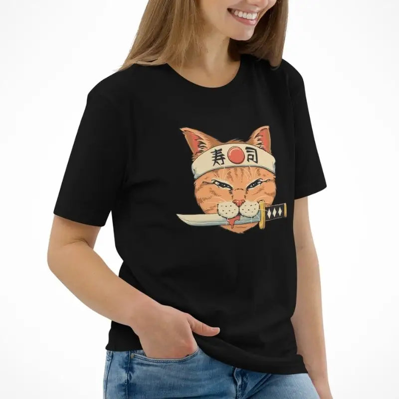 Maglietta giapponese Neko Sushi Katana