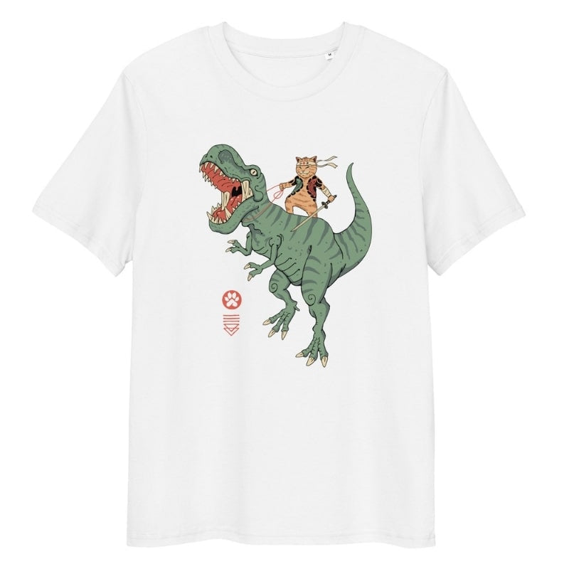 Maglietta Neko T-Rex giapponese - S / Bianco