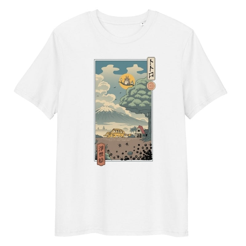 Maglietta Ukiyo-e giapponese dei guardiani della foresta - S / Bianco