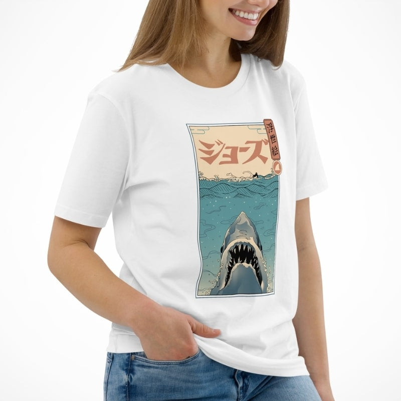 Maglietta giapponese Ukiyo-e Shark Attack
