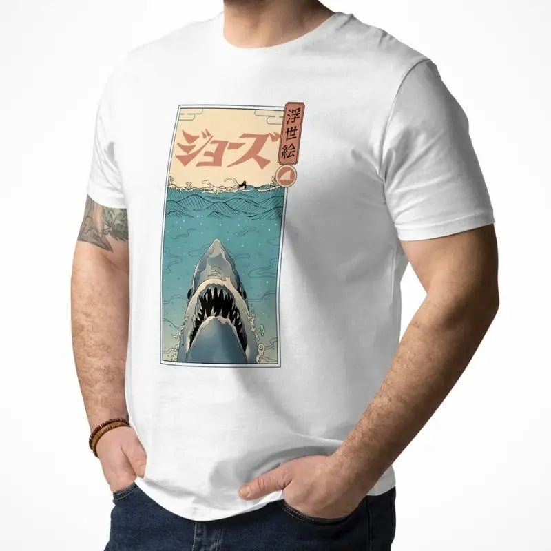 Maglietta giapponese Ukiyo-e Shark Attack