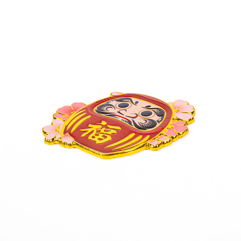 Magnete giapponese in metallo con Daruma e Sakura
