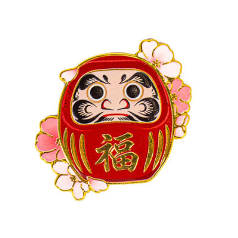 Magnete giapponese in metallo con Daruma e Sakura