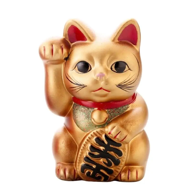 Maneki Neko in ceramica dorata - 15 cm