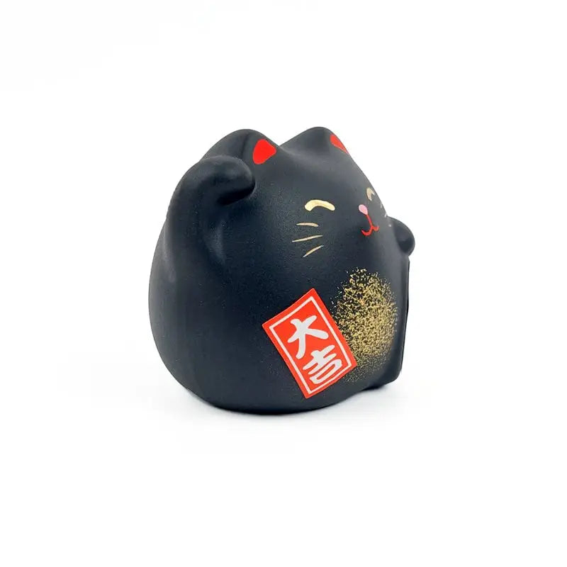 Maneki Neko rotondo nero