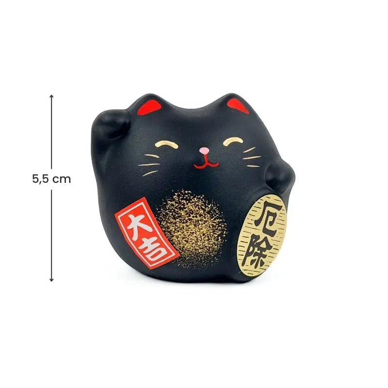 Maneki Neko rotondo nero