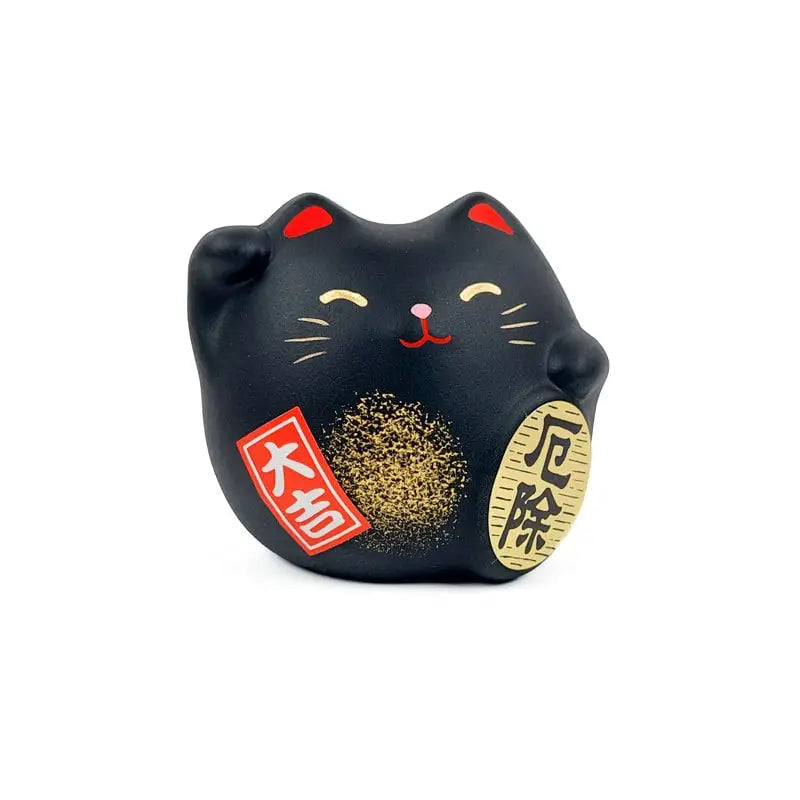 Maneki Neko rotondo nero