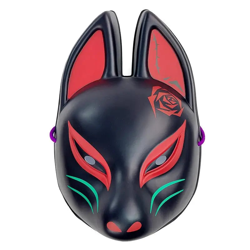 Maschera Kitsune giapponese nera