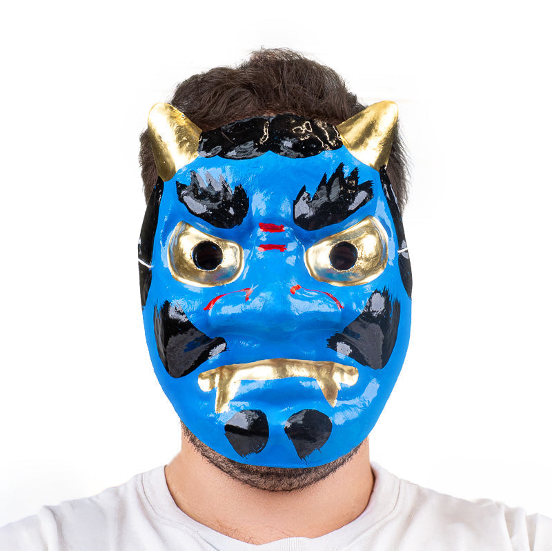 Maschera Oni Giapponese in Cartapesta - Blu
