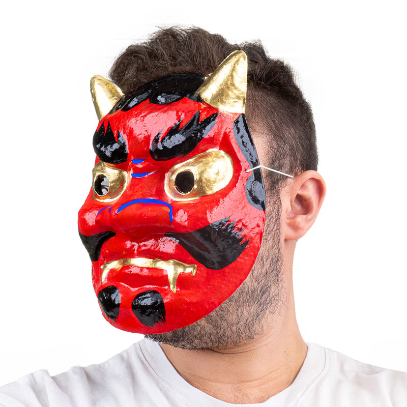 Maschera Oni Giapponese in Cartapesta - Rossa