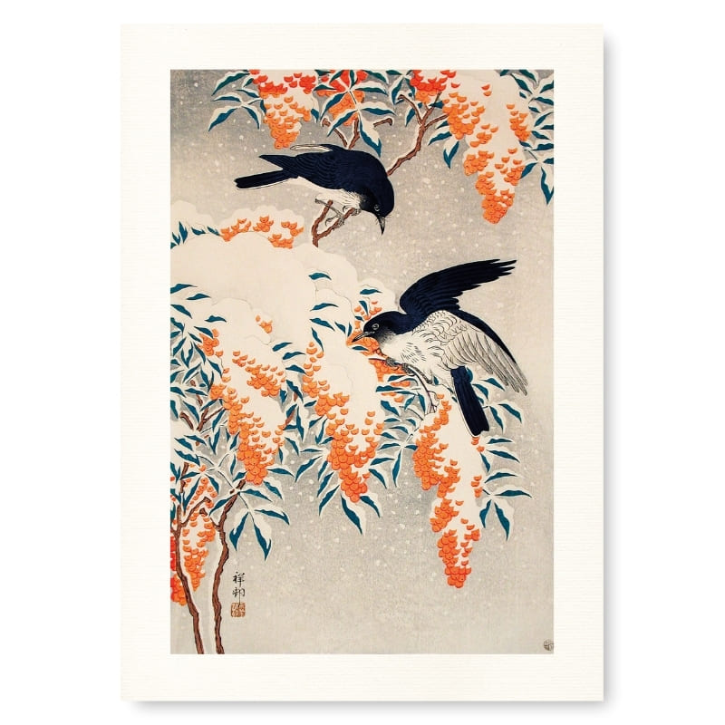 Poster Nandina giapponese sotto la neve - A3