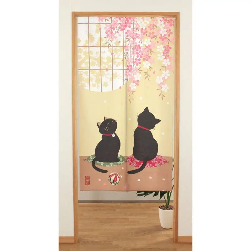 Noren Sakura Neko giapponese - 85 x 150 cm