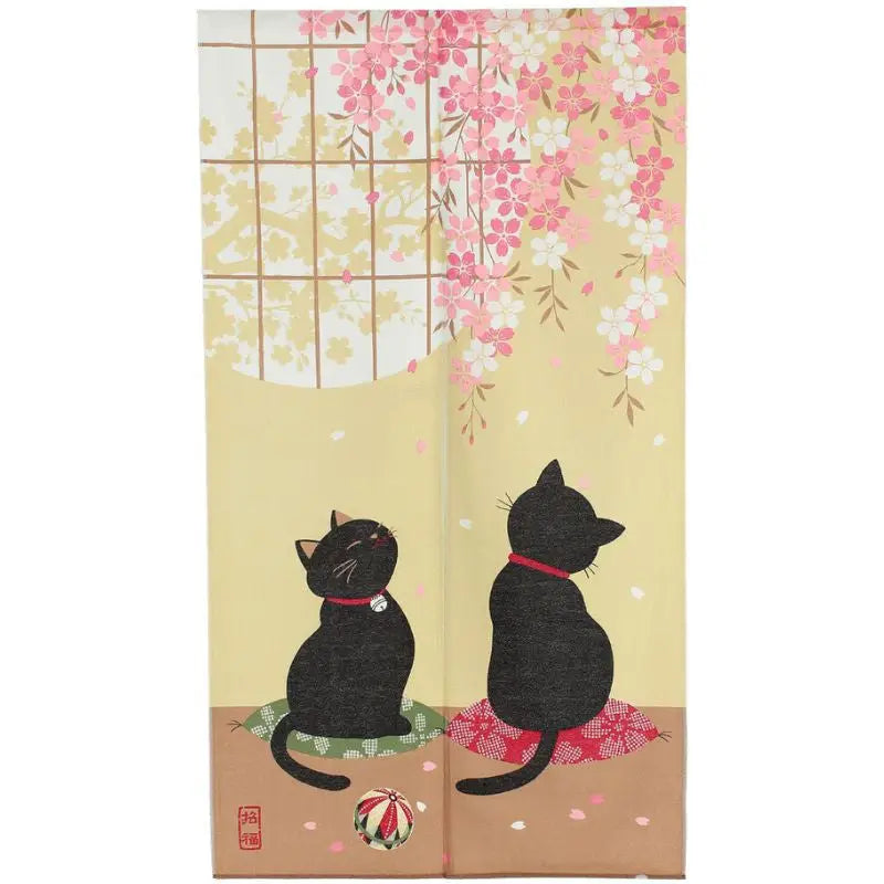 Noren Sakura Neko giapponese - 85 x 150 cm