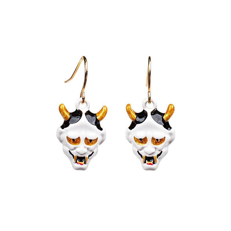 Orecchini Giapponesi - Maschera Hannya Bianca