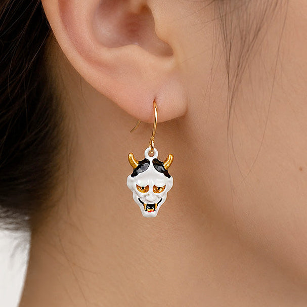 Orecchini Giapponesi - Maschera Hannya Bianca