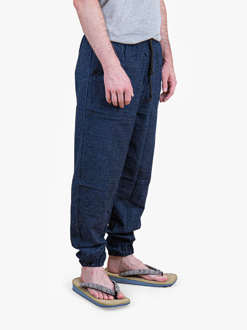 Pantaloni Giapponesi da Uomo – Quadri Kōshi Blu Notte
