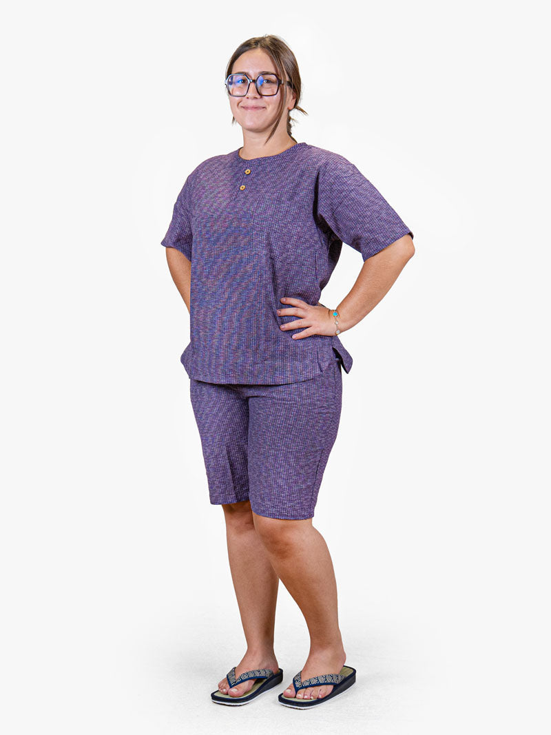 Pigiama Giapponese in Stile Jinbei da Donna – Viola