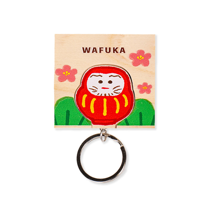 Portachiavi in cipresso giapponese Daruma
