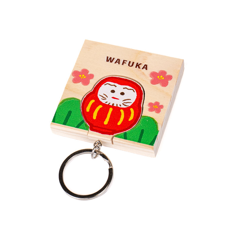 Portachiavi in cipresso giapponese Daruma
