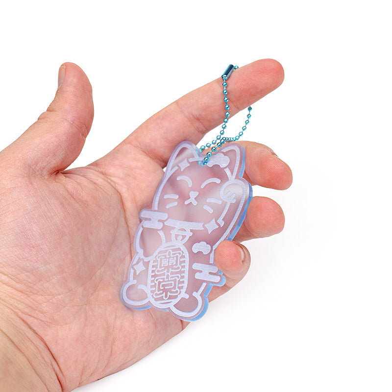 Portachiavi - Maneki Neko Blu Fluo