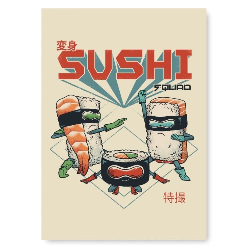 Poster della squadra giapponese di sushi - A3