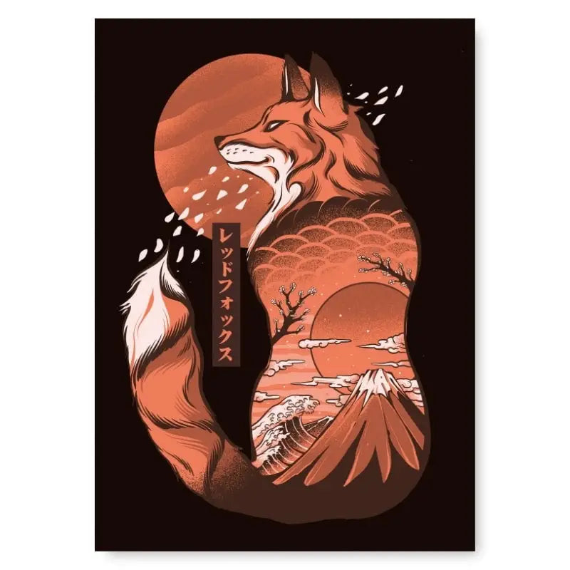 Poster giapponese della volpe - A3