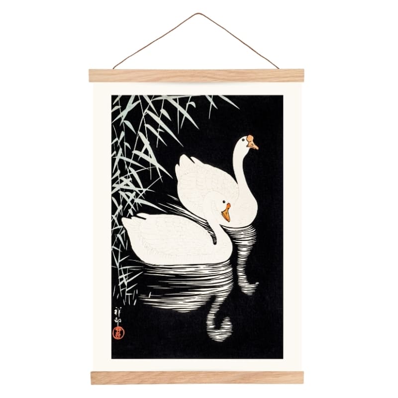 Poster con oche cinesi bianche e giapponesi - A3