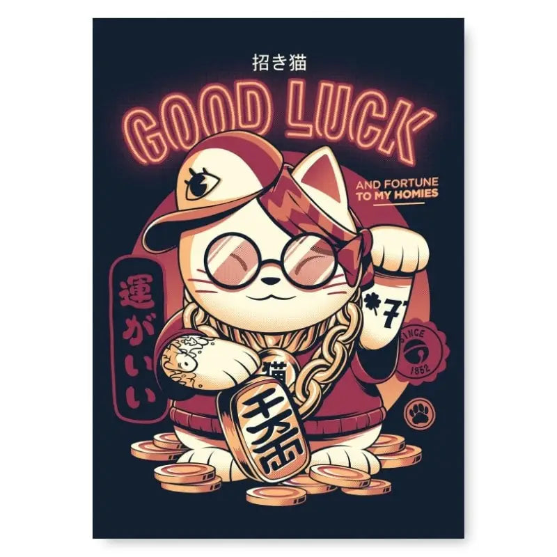 Poster giapponese di Maneki Neko - A3