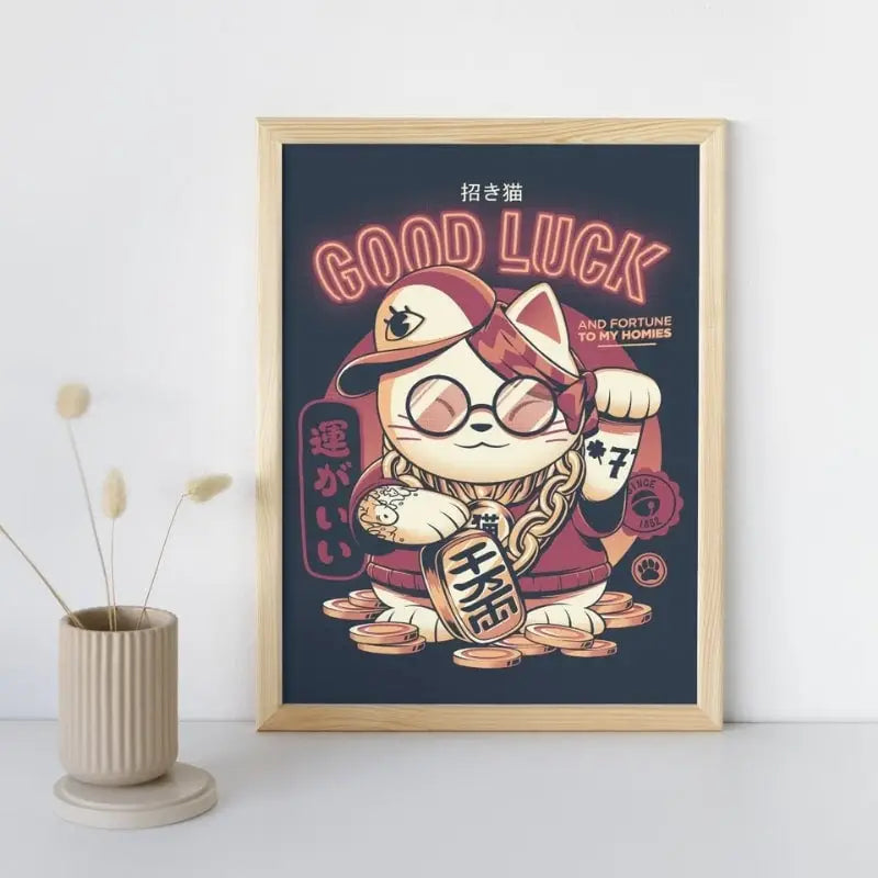 Poster giapponese di Maneki Neko - A3