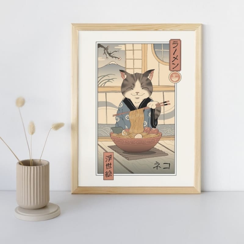 Poster giapponese Ukiyo-e Neko Ramen - A3