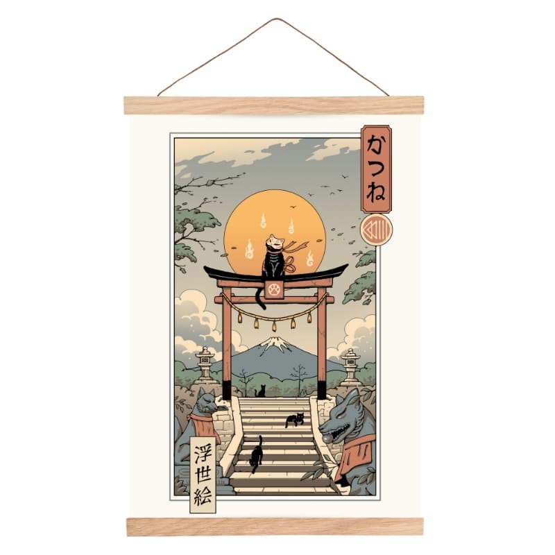 Poster giapponese Ukiyo-e Neko Inari - A3
