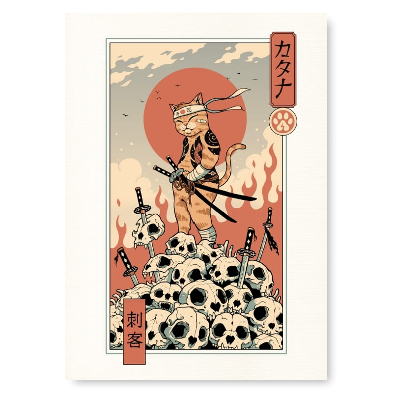 Poster giapponese Ukiyo-e Neko Assassin - A3