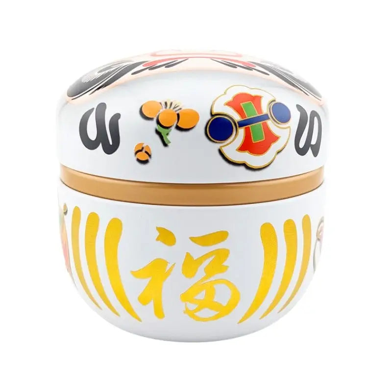 Scatola da tè Daruma in metallo bianco