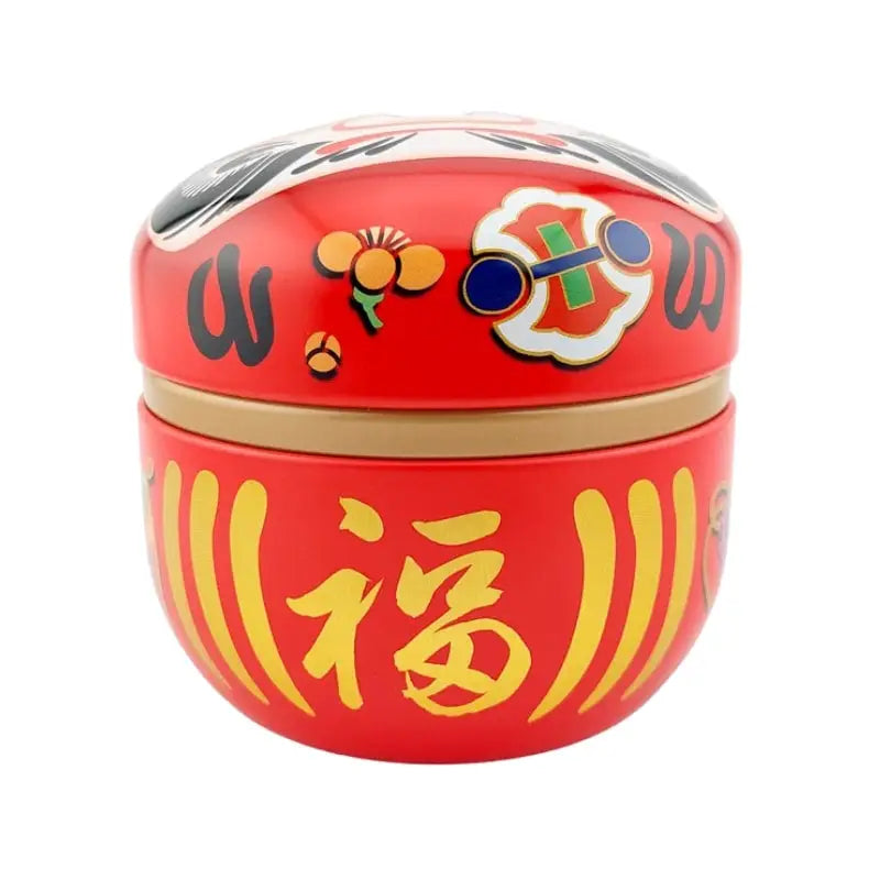 Scatola da tè Daruma in metallo rosso