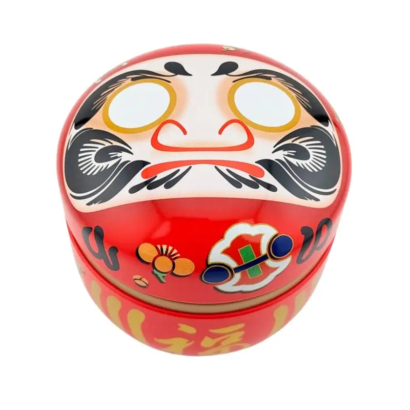 Scatola da tè Daruma in metallo rosso