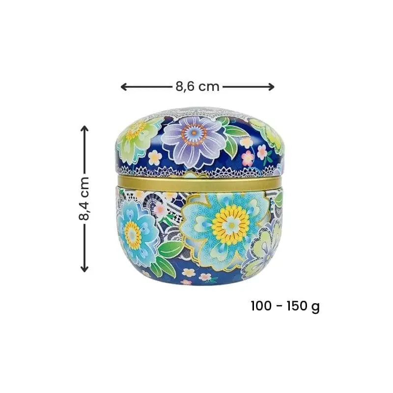 Scatola da tè giapponese in metallo blu