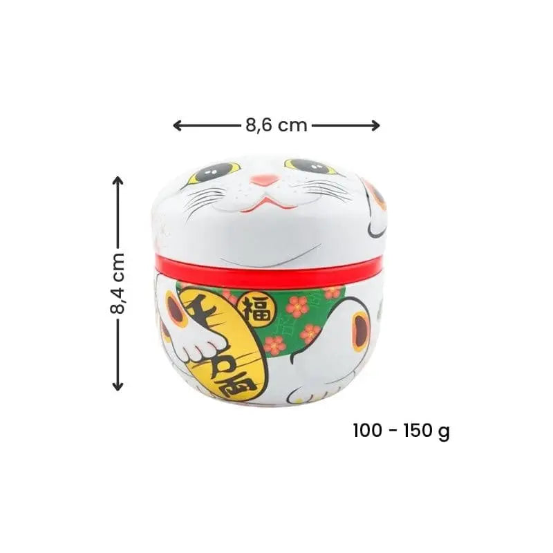 Scatola da tè in metallo bianco Maneki Neko